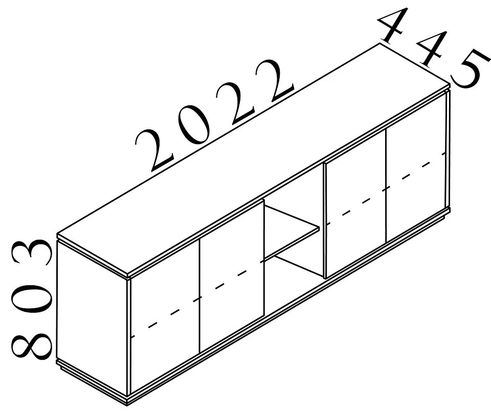 Creator alacsony szekrény 202,2 x 44,5 x 80,3 cm, fehér / antracit