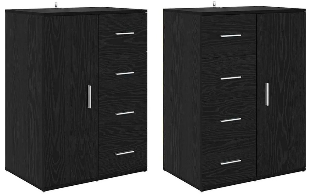 Oldalszekrények Corona 2 pcs Fekete tölgy 59 x 39 x 80 cm