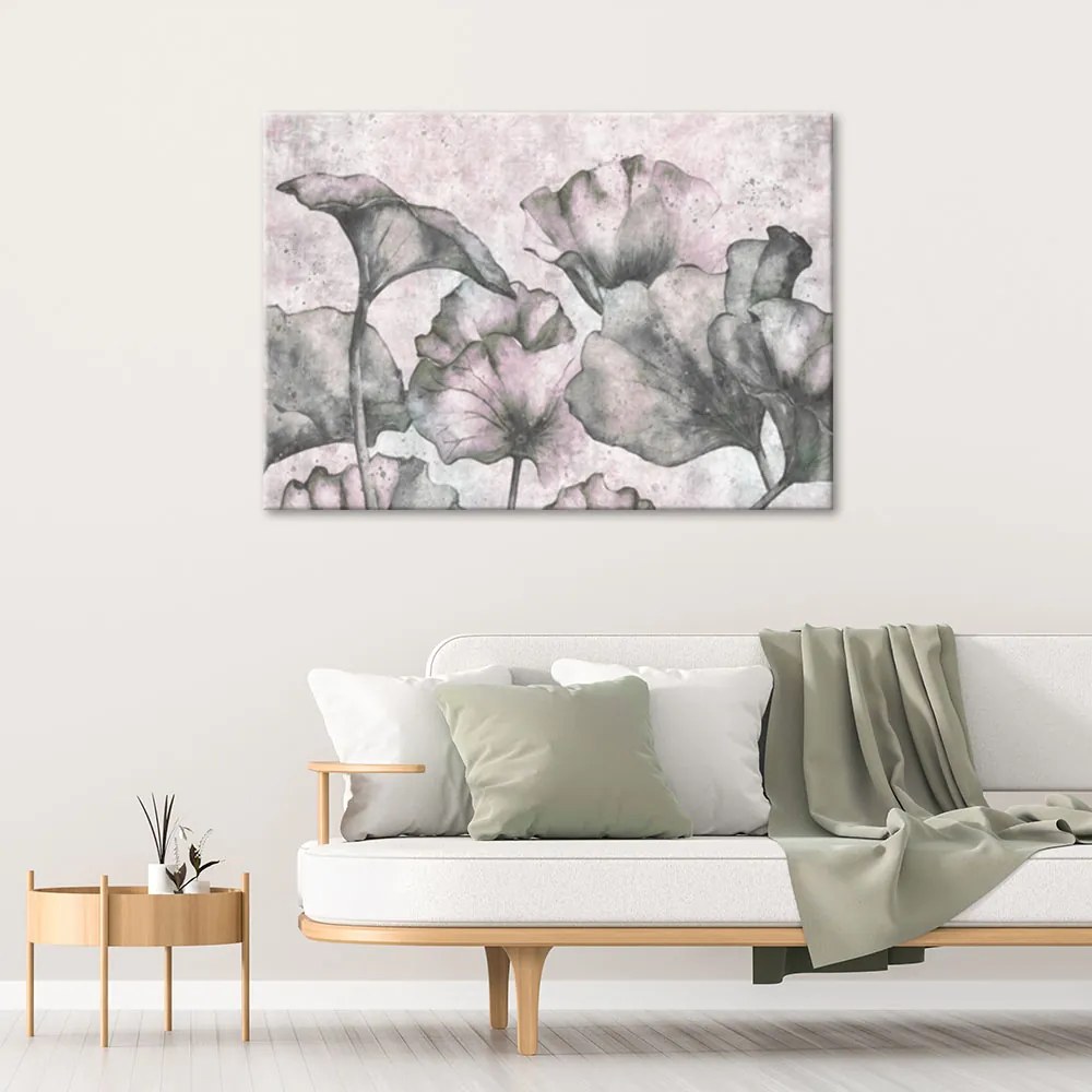 Gario Vászonkép Levelek beton alapon Méret: 90 x 60 cm