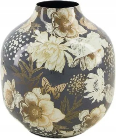 Fém Váza Fűvirágokhoz dekoratív virágmintás 15,5 cm