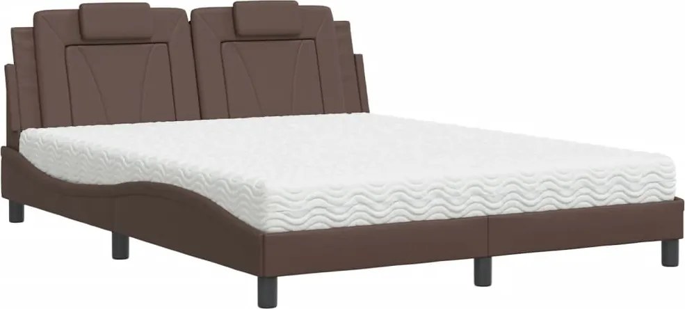 vidaXL barna műbőr ágy Viana matraccal 160 x 200 cm