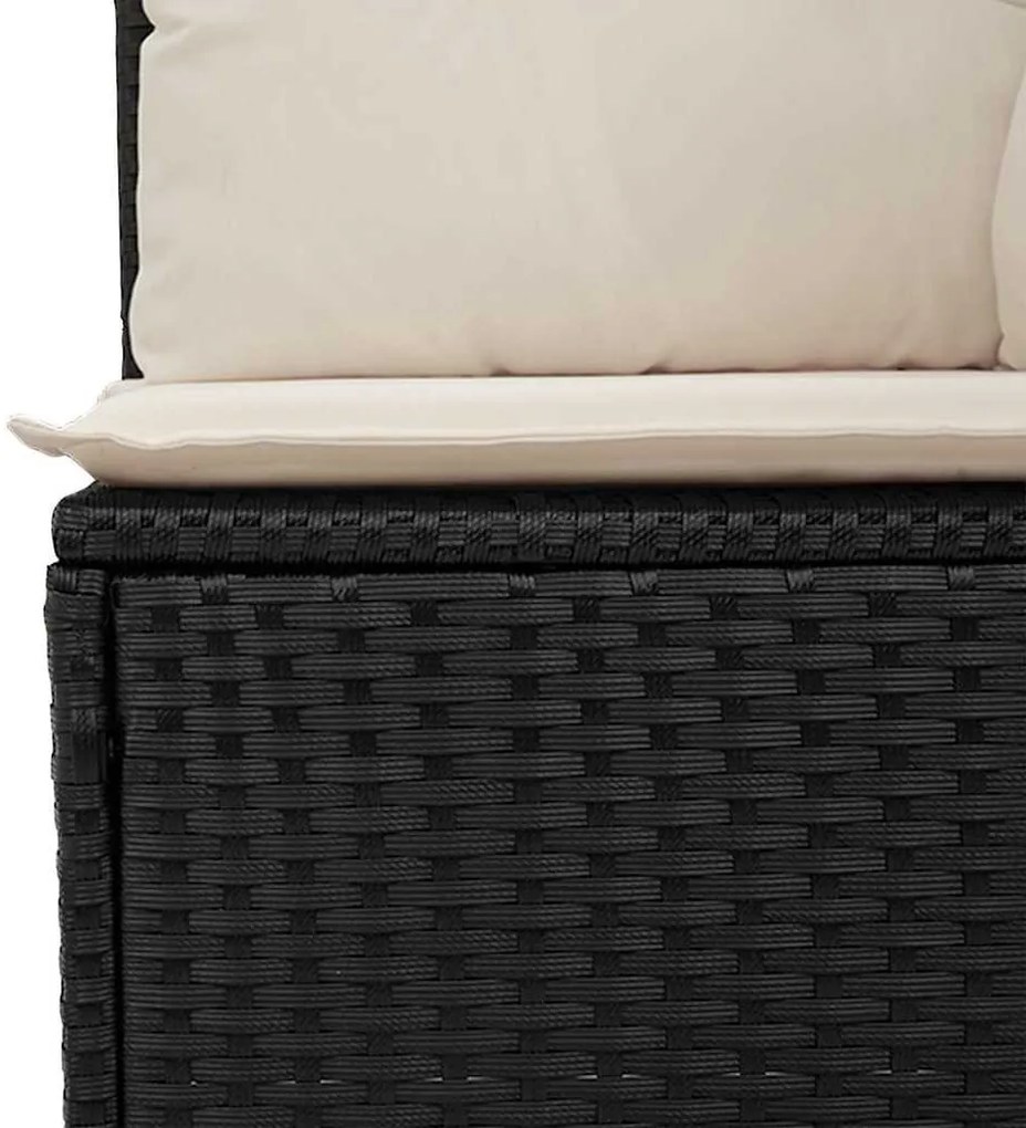 Kerti pad párnával Fekete Poli rattan