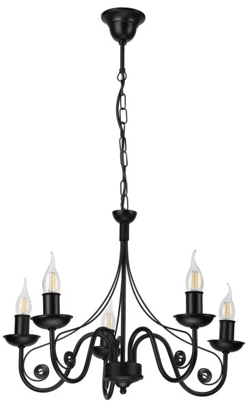 Csillár láncon DONATO 5xE14/40W/230V fekete