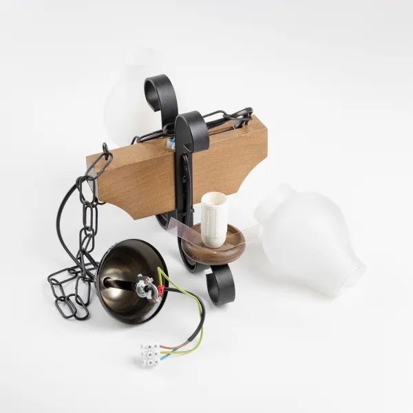 Brilagi - Csillár láncon QUEEN 2xE14/40W/230V bükkfa/dió