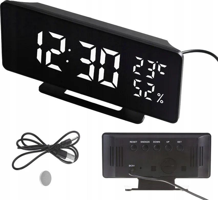 Led Elektronikus Óra Digitális Ébresztőóra Hőmérséklet Páratartalom Szundi Funkció