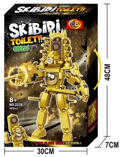 Építőkészlet SKIBIDI TOILET XXL 492 db - Titan Clock Man 2,0 28 cm