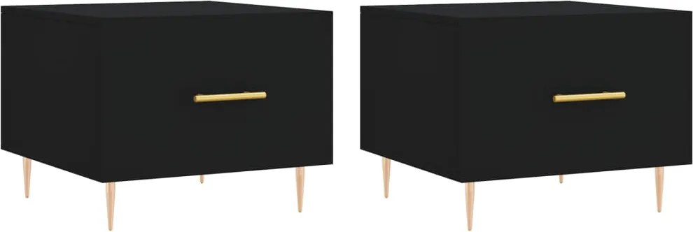 vidaXL 2 db fekete szerelt fa dohányzóasztal 50 x 50 x 40 cm