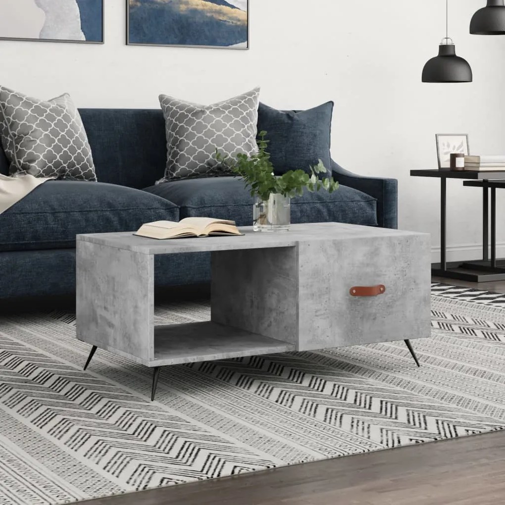 Betonszürke szerelt fa dohányzóasztal 90 x 50 x 40 cm