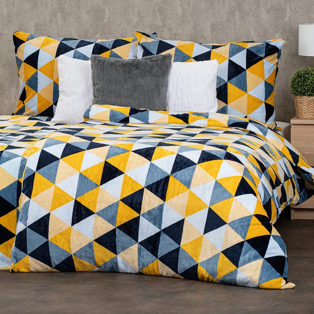 4Home Scandi triangle mikroflanel ágyneműhuzat, 140 x 220 cm, 70 x 90 cm, 140 x 220 cm, 70 x 90 cm