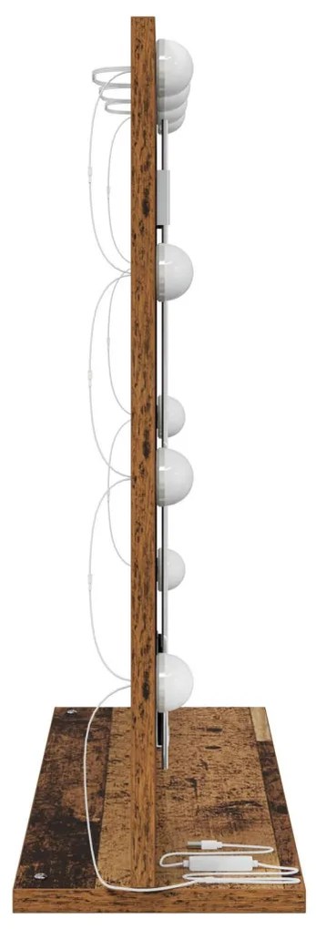 LED világítással ellátott tükör, régi fa, 60x55x18 cm