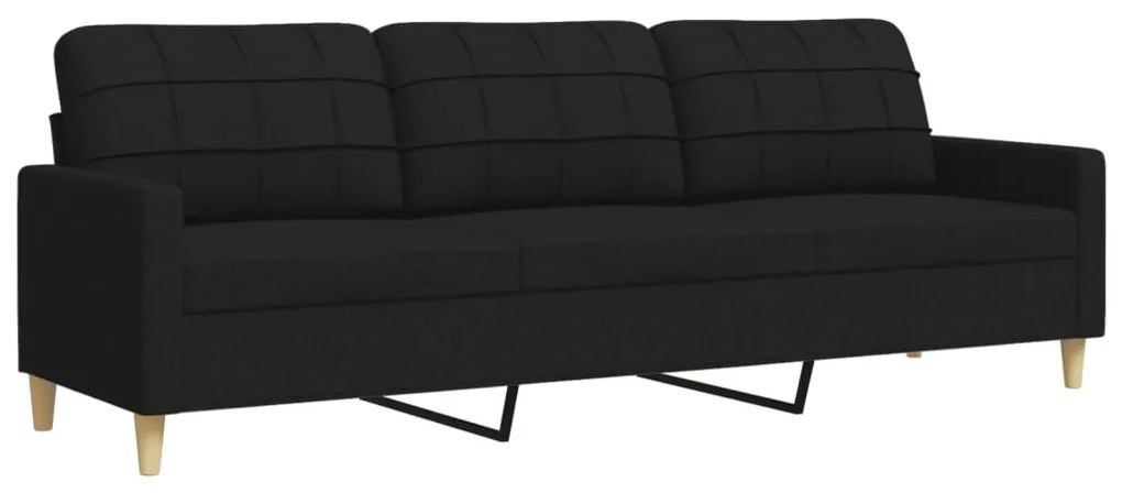 3 személyes fekete szövet kanapé 210 cm