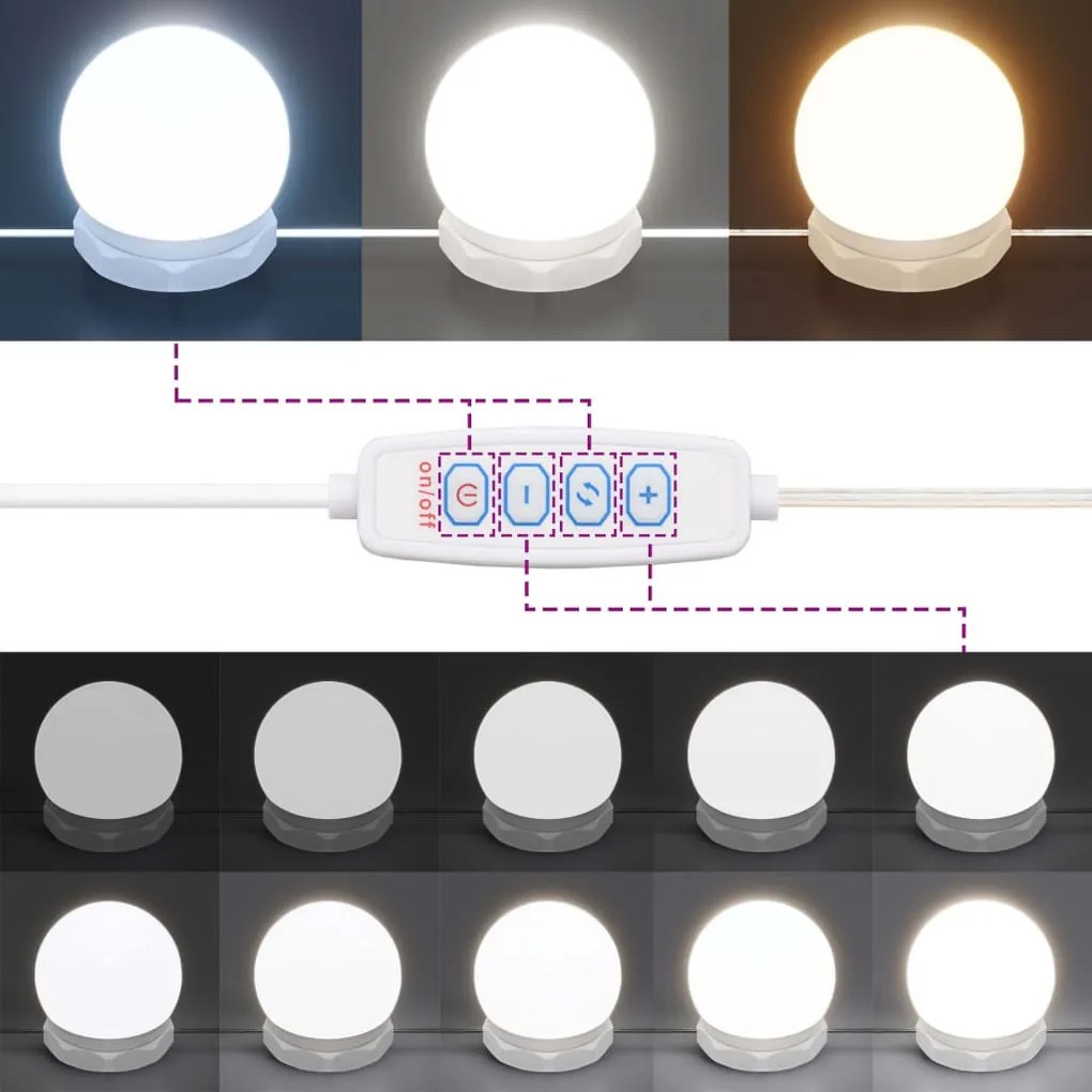 fehér fésülködőasztal LED-del 86,5 x 35 x 136 cm