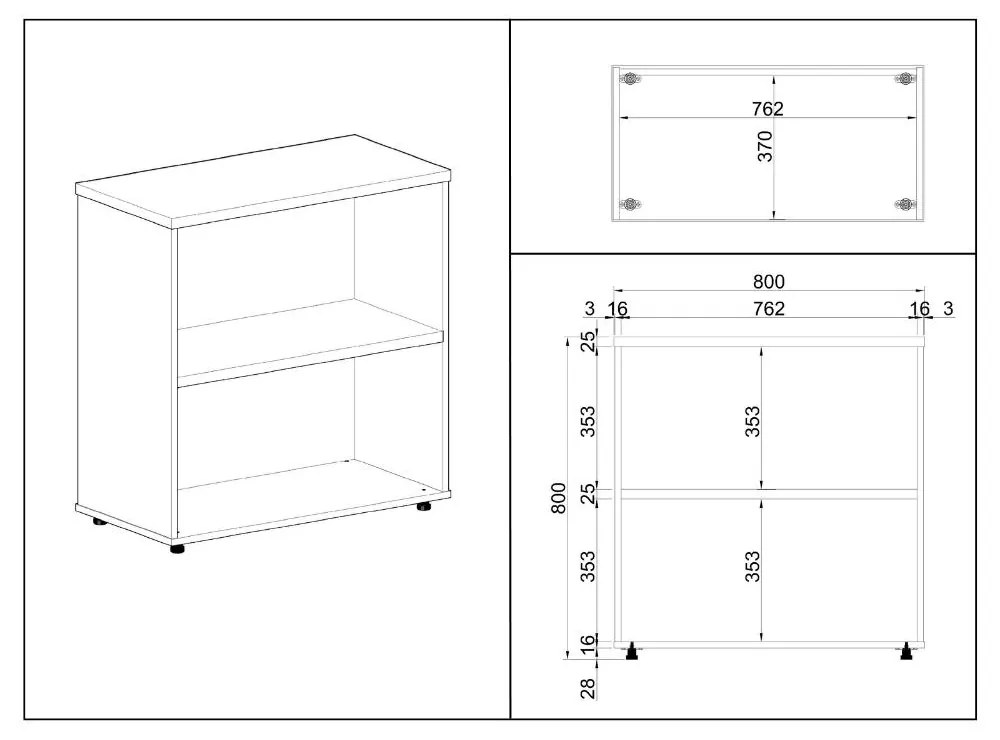 SimpleOffice alacsony szekrény 80 x 40 x 80 cm, szürke