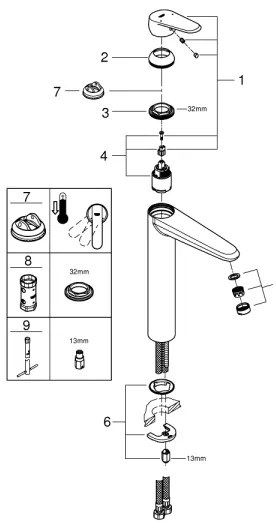GROHE 23432000 - EURODISC COSMOPOLITAN mosdócsaptelep, XL méret, króm