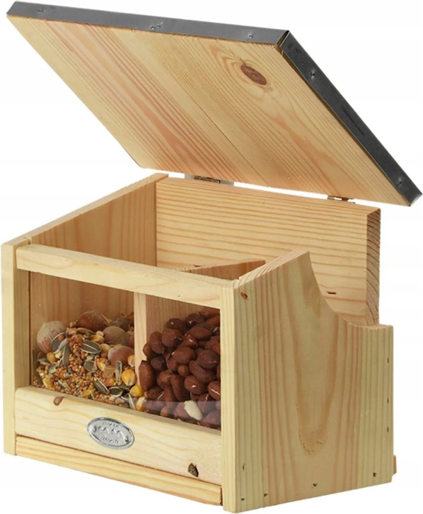 Fából készült mókus etető Dupla dió kamrás