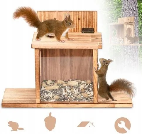 Mókusház Fa mókus etető napellenzővel 24x35 CM