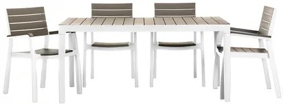 Keter Harmony kerti bútor szett, asztal + 4 szék, fehér / cappuccino