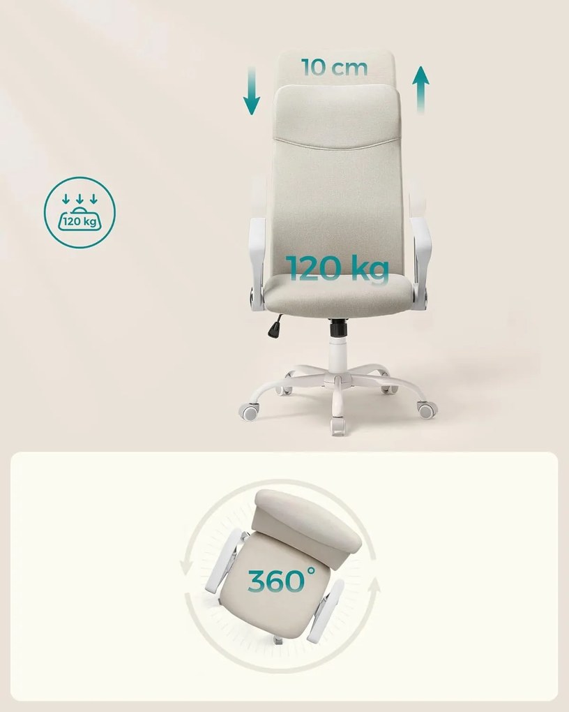 SONGMICS irodai szék, ergonomikus szék cappuccino bézs színben