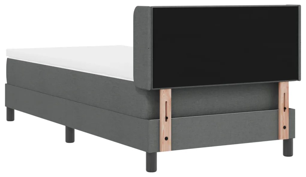 Boxspring Ágy Mattal Sötétszürke, 100 x 200 cm, Szövet