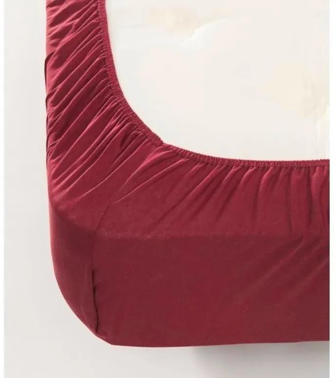 Jersey gumis lepedő - vörös, 160x200 +30 cm