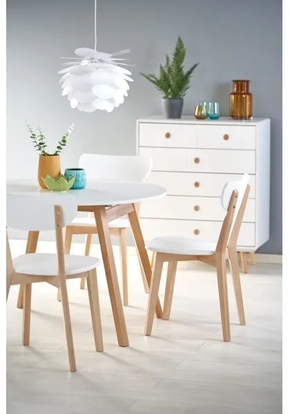 Étkezőasztal SOLINA, fehér/tölgy