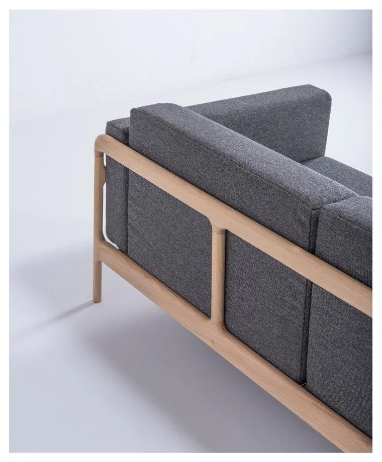 Fawn sötétszürke kanapé tölgyfából, 210 cm - Gazzda