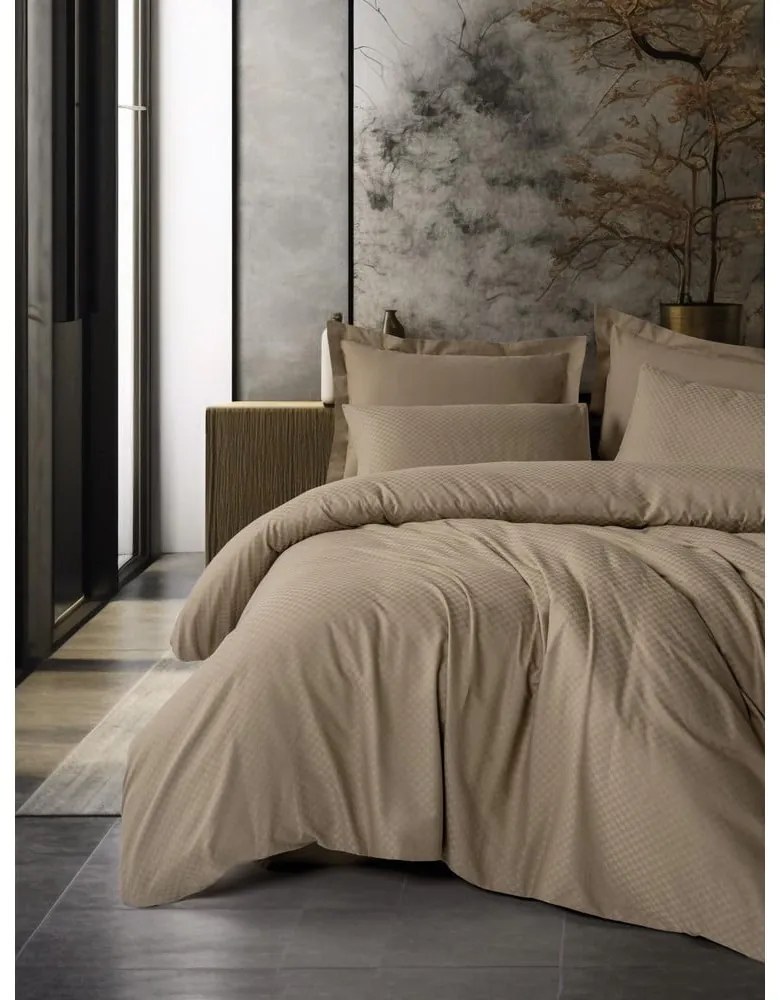 Barna egyszemélyes renforcé pamut ágyneműhuzat 140x200 cm Checkered – Mila Home Luxury