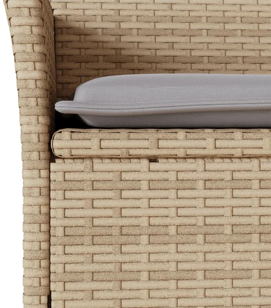 3 részes bézs polyrattan/üveg kerti étkezőgarnitúra párnákkal