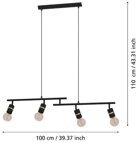 Eglo 900177 - Csillár zsinóron LURONE 4xE27/10W/230V