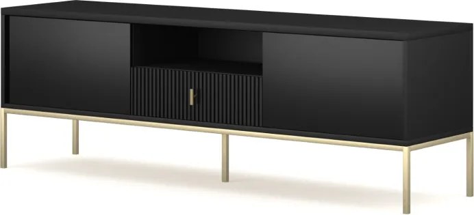Komód 2 ajtóval és 1 fiókkal fekete színben arany fogantyúkkal – MAGGIORE MA01