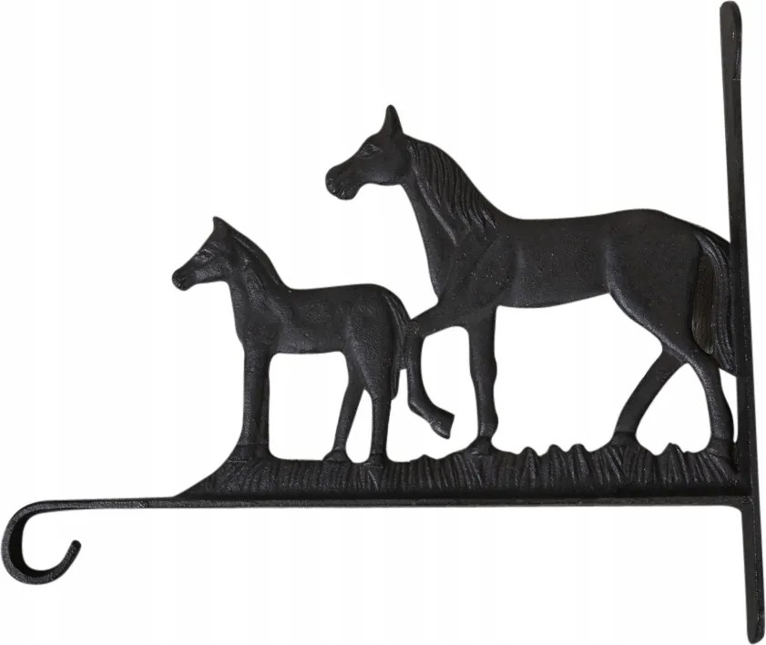 Kültéri Kerti Akasztó Öntöttvas Lámpához fekete Lovak 30x26cm