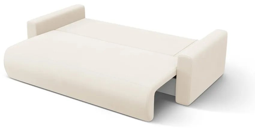 Bézs bársony kinyitható tárolóhelyes sarokkanapé Belfast – Cosmopolitan Design