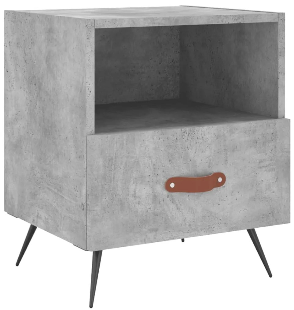 2 db betonszürke szerelt fa éjjeliszekrény 40 x 35 x 47,5 cm