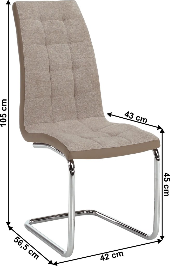 Étkezőszék, bézs/króm, SALOMA NEW