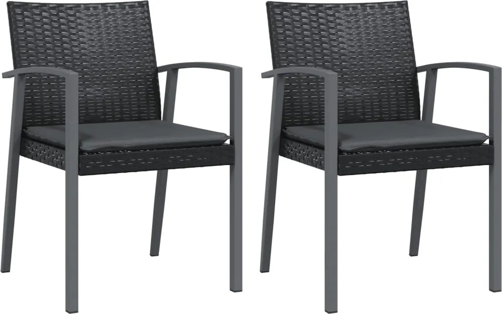 vidaXL 2 db fekete polyrattan kerti szék párnával 56,5 x 57 x 83 cm