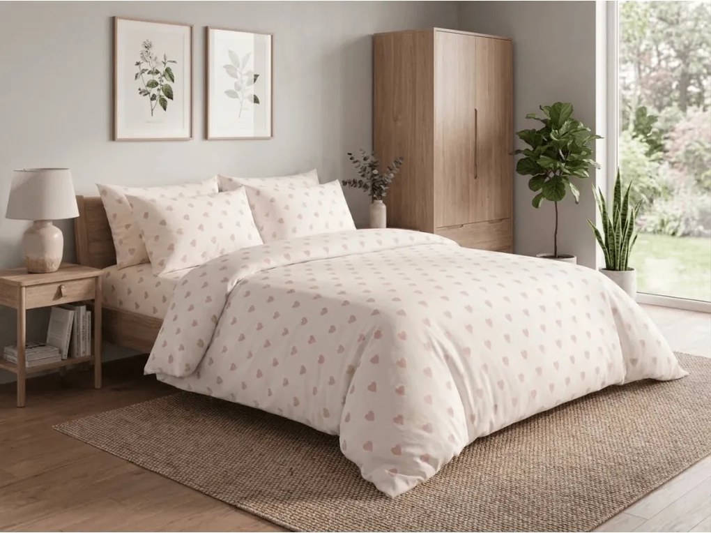 Pamut ágynemű PINK HEART CHARM fehér, 100% pamut Ágyneműhuzat mérete: 70 x 90 cm | 140 x 200 cm