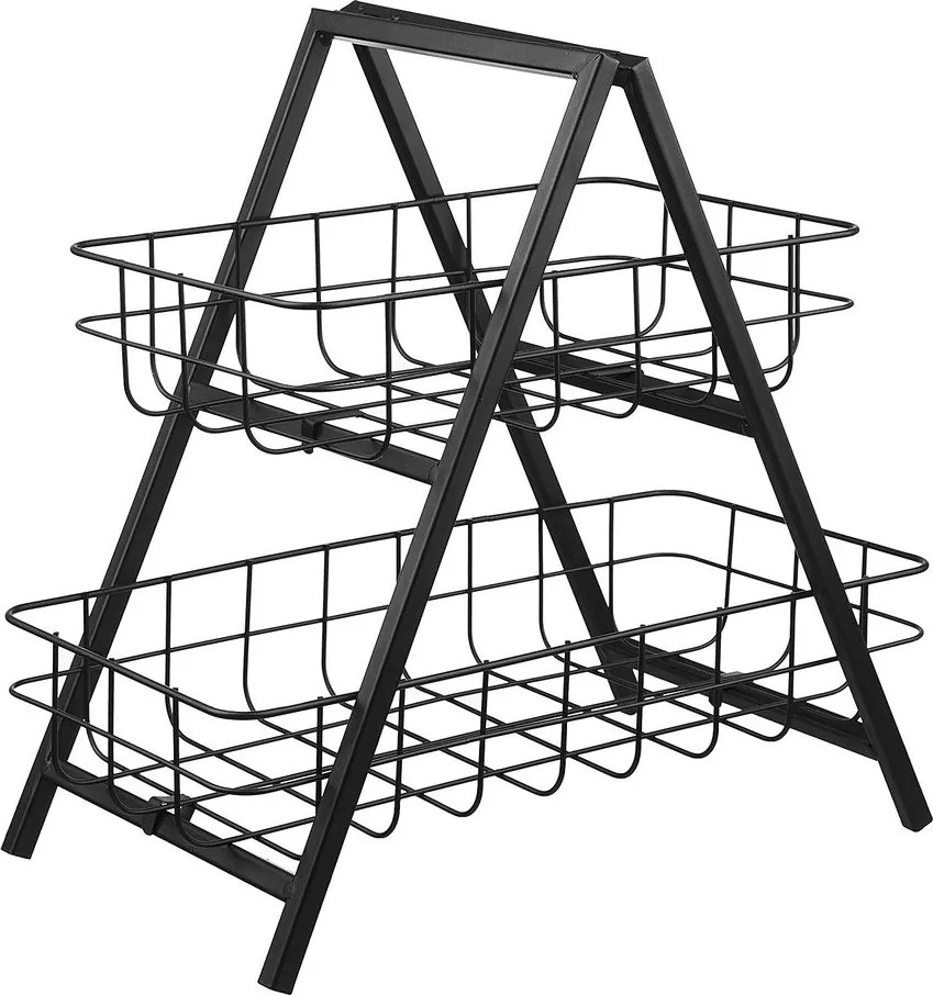 GRID két emeletes fém tároló, fekete 33 cm