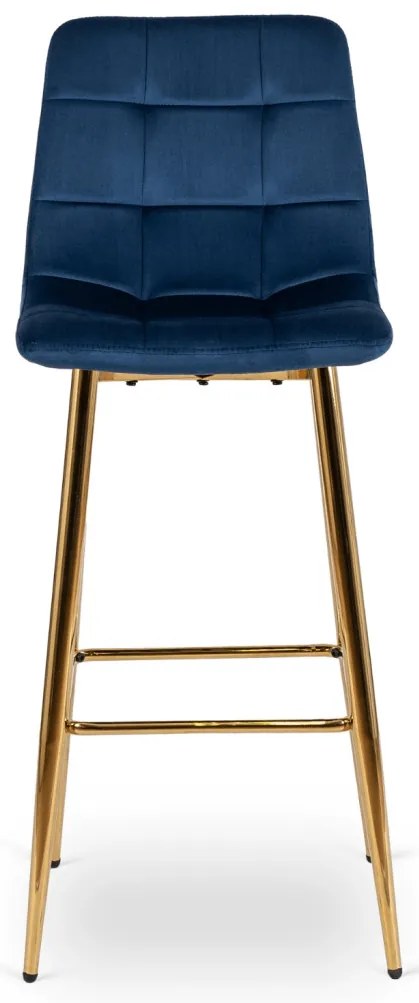 Kék Bársony Bárszék Aranyszínű Lábbal. ARIEL