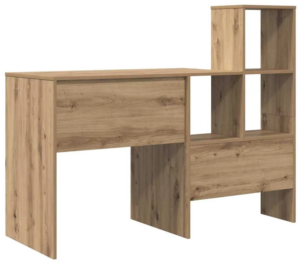 Asztal polcokkal kézműves tölgy 131.5 x 50 x 106.5 cm Faanyag