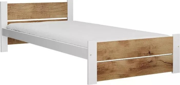 Ágy IKAROS DOUBLE 80 x 200 cm, fehér/artisan tölgy Ágyrács: Ágyrács nélkül, Matrac: Deluxe 10 cm matrac