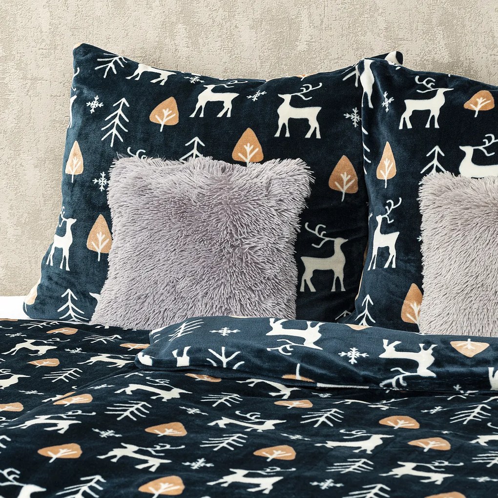 4Home Nordic Deer mikroflanel ágyneműhuzat, 140 x 220 cm, 70 x 90 cm