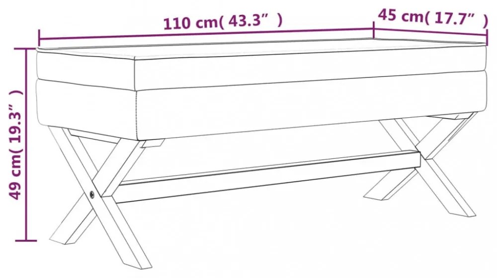 világosszürke bársony tárolóülőke 110 x 45 x 49 cm