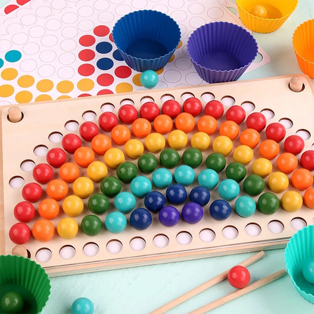 Szivárványos golyó mozaik kirakó Montessori fajáték