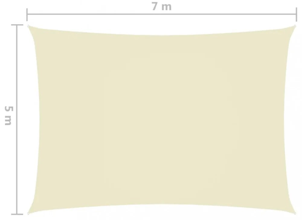 krémszínű téglalap alakú oxford-szövet napvitorla 5 x 7 m