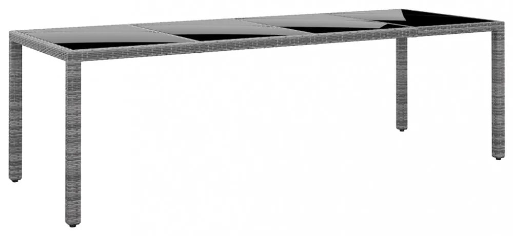 szürke edzett üveg és polyrattan kerti asztal 250 x 100 x 75 cm