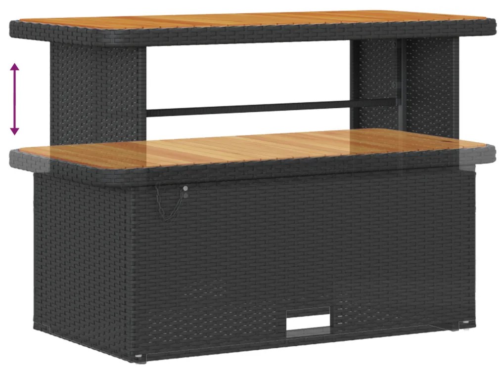 9 részes kerti kanapé szett párnákkal fekete poly rattan akáciából