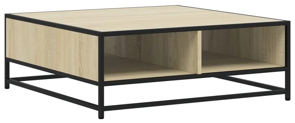 Sonoma tölgy szerelt fa és fém dohányzóasztal 80 x 80 x 30 cm