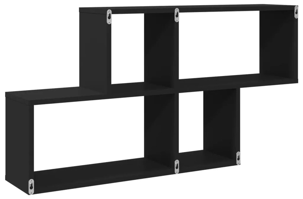 fekete szerelt fa fali polc 100 x 20 x 53 cm