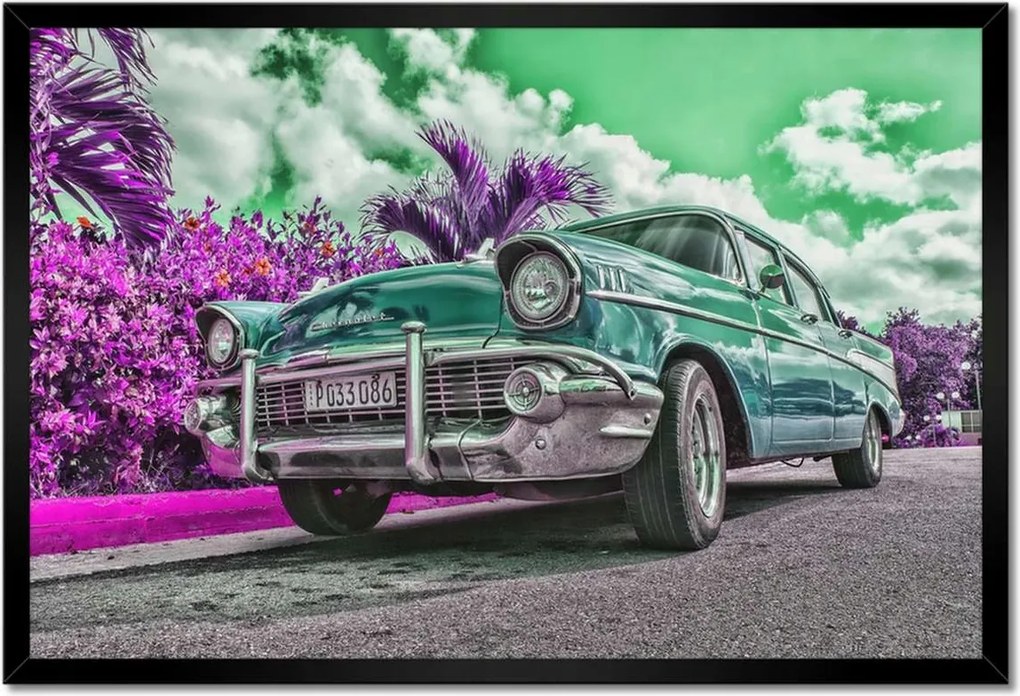 Poszterek keretben 60x40 Klasszikus autó türkizkékben