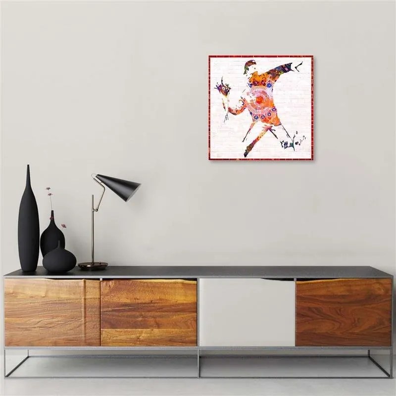 Gario Vászonkép Banksy huligán egy csokor virággal Méret: 40 x 40 cm